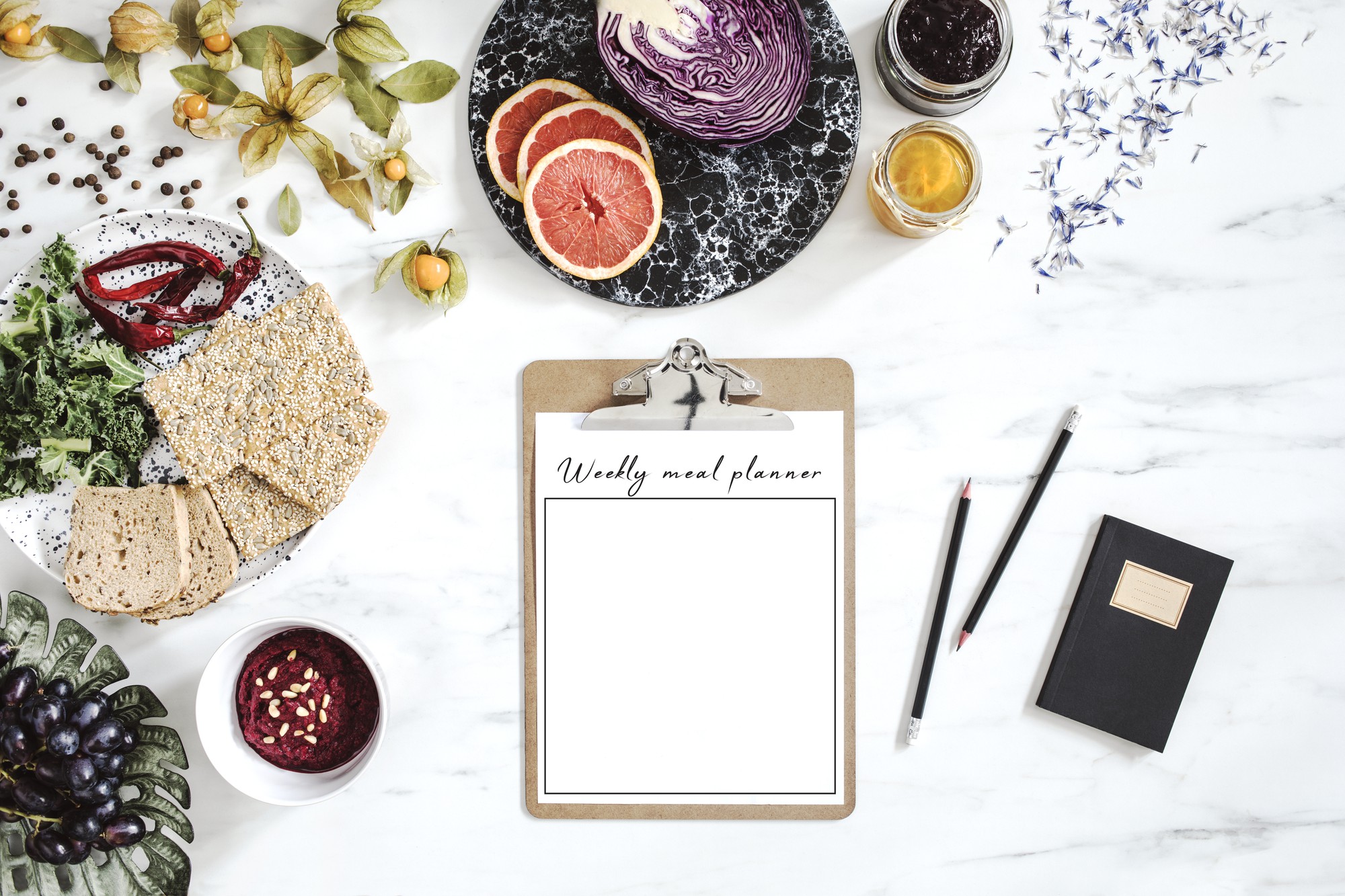 Printed culinary plan and checklist
